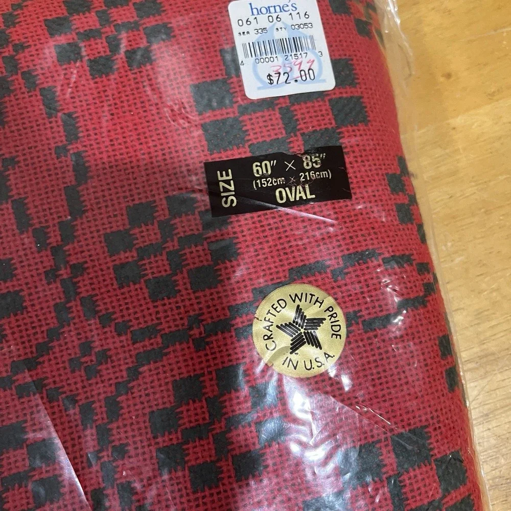 Vtg Fallani & Cohn Holiday Weave Tablecloth Christmas Red Green Homespun‎ Oblong